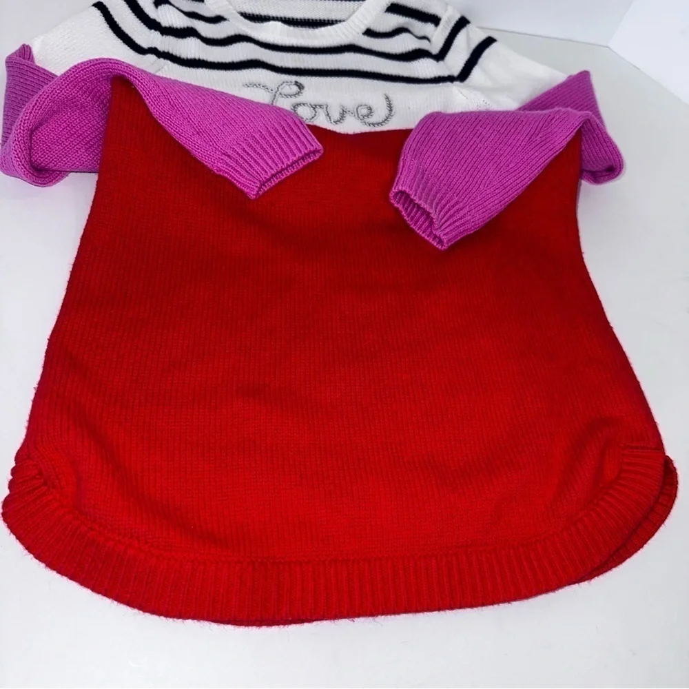 Gymboree Girls LOVE Sweater Dress Red Stripe Sequin Small 5/6 Valentines